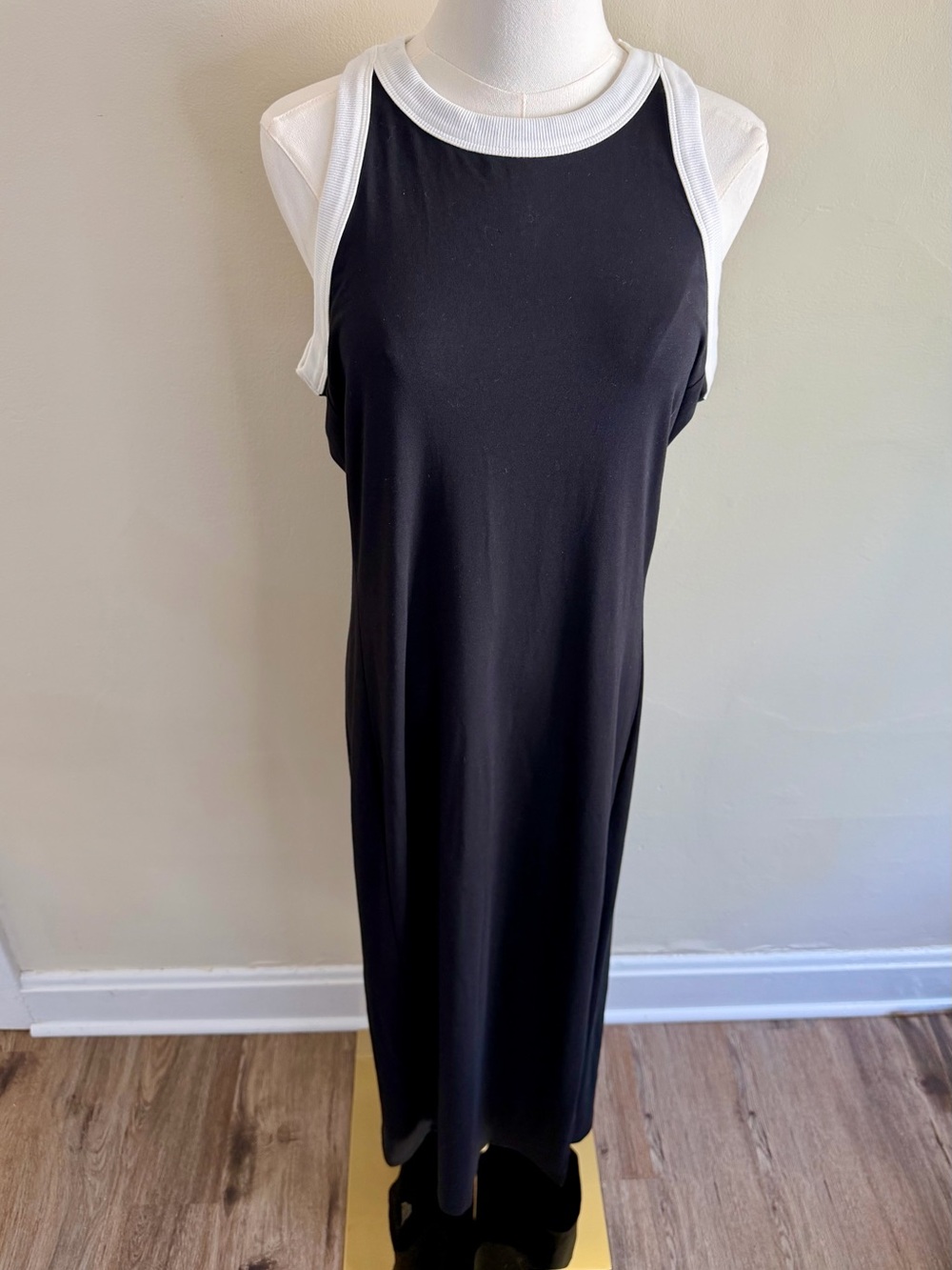 LOFT Black Maxi Dress with White Trim